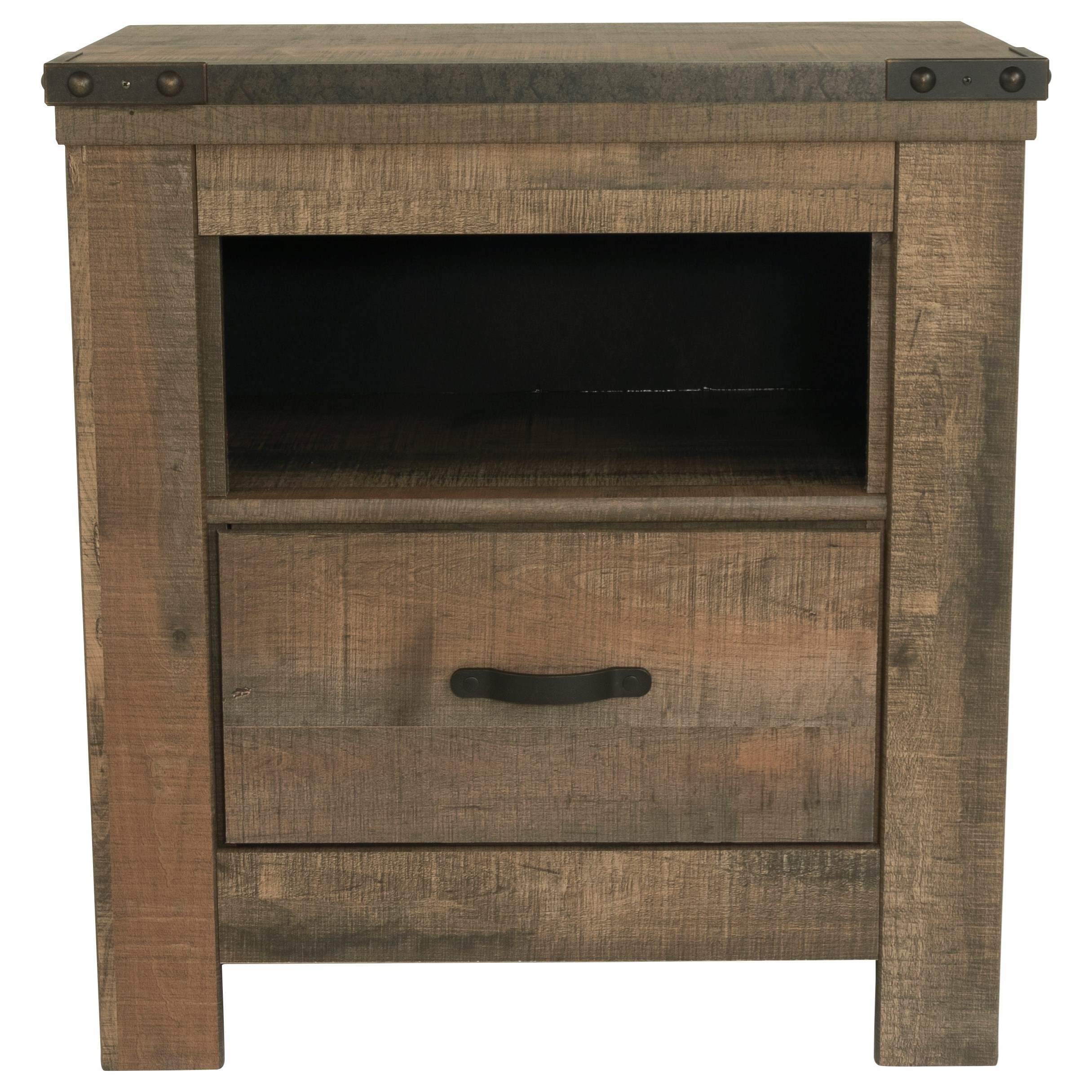 Ashley Signature Design Trinell 1318530 Rustic 1Drawer Nightstand with